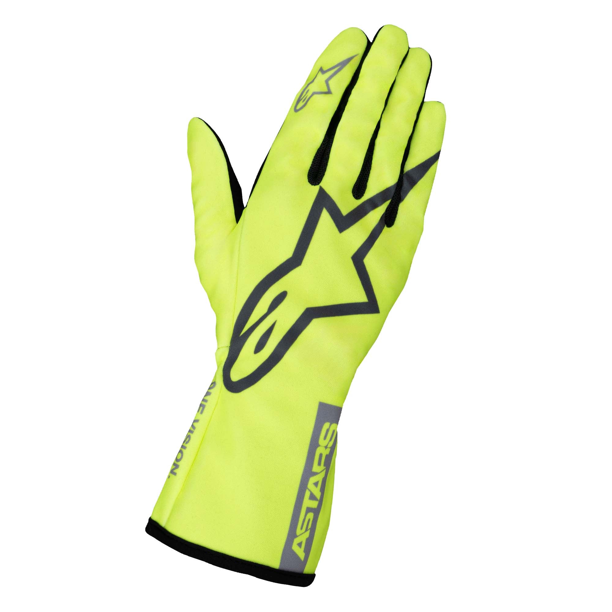 The yellow and charcoal Alpinestars Tech-1 K Race v2 Karting Gloves - Pure Edition.