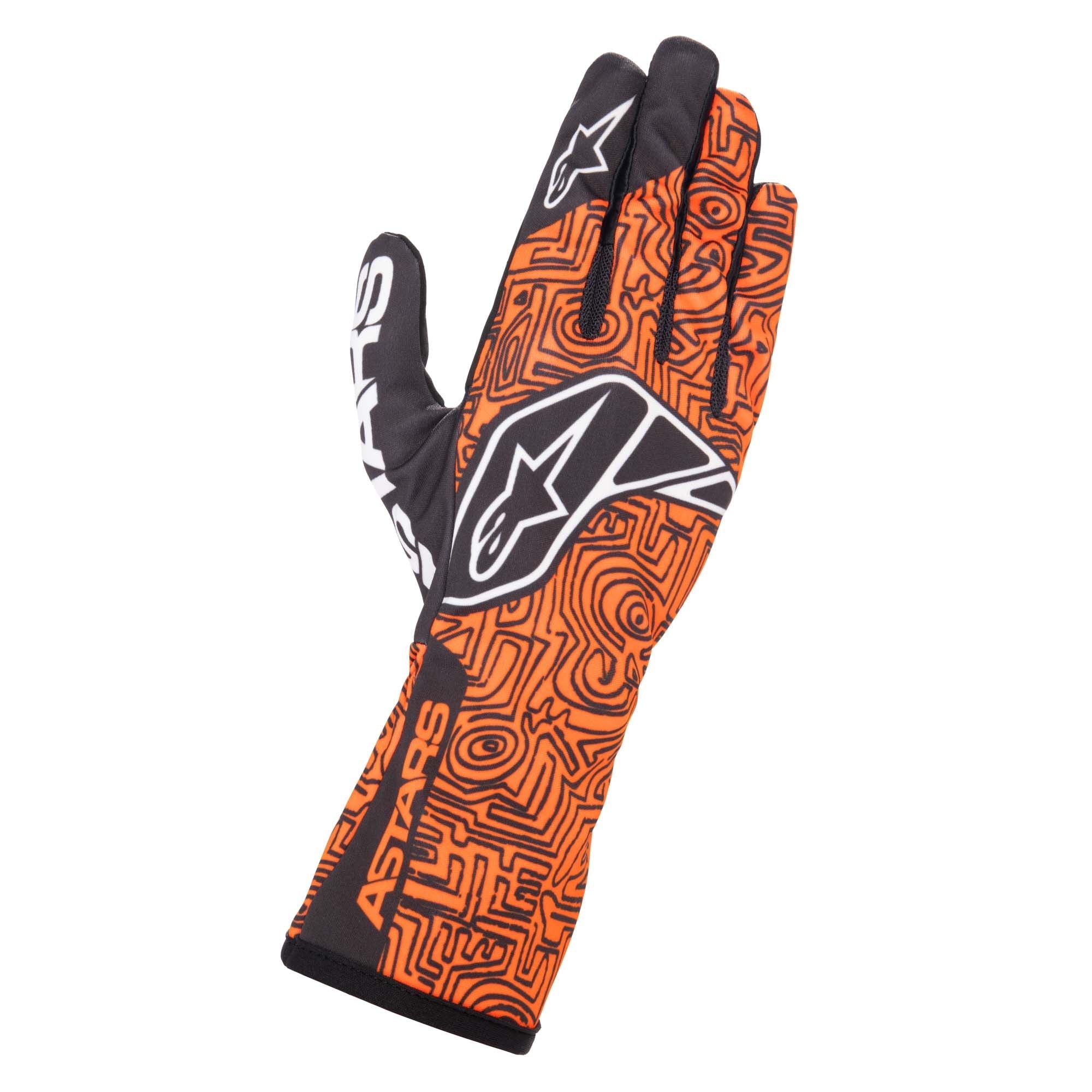 The back of the orange Alpinestars Tech-1 K Race v2 Karting Gloves - Vertical.