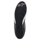 The sole of the white, black and yellow Alpinestars Tech 1-K Start v2 Karting Shoes.