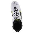 The top of the white, black and yellow Alpinestars Tech 1-K Start v2 Karting Shoes.