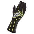 The black, yellow, and anthracite Alpinestars Tech-1 K v2 Karting Gloves.