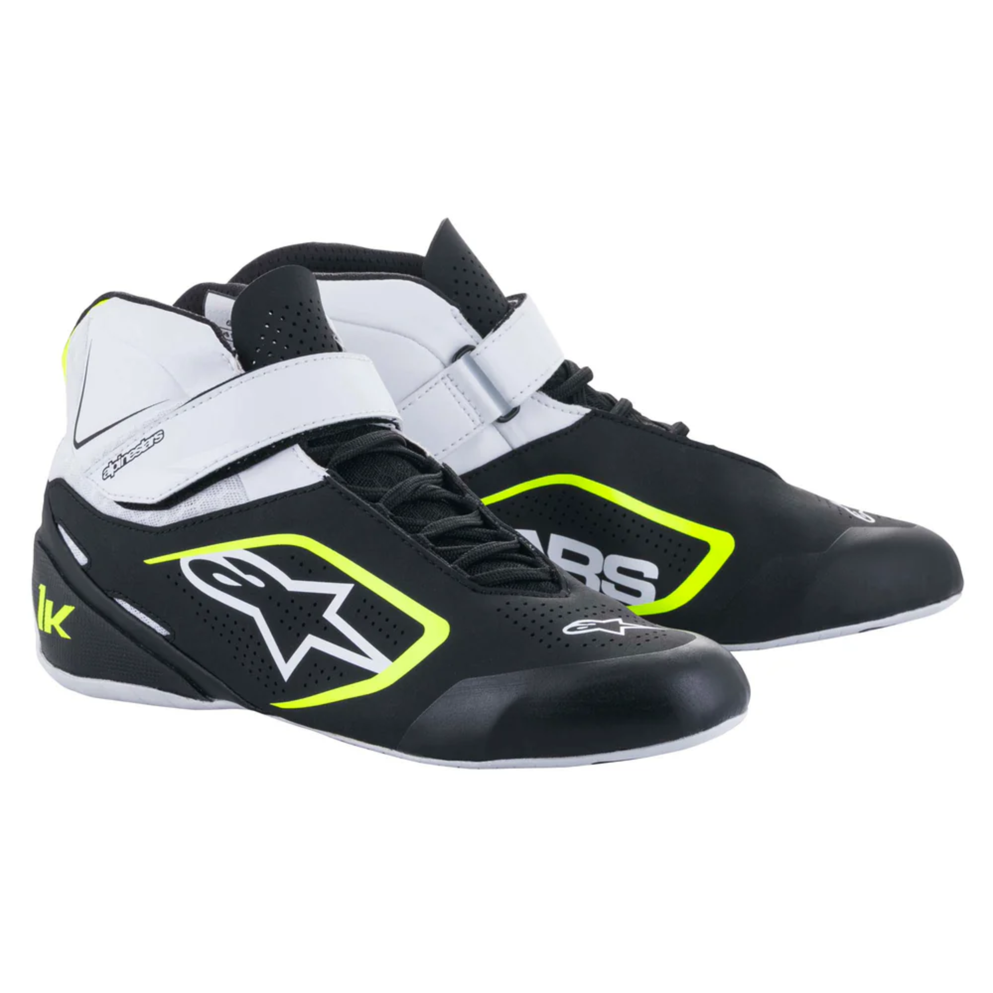 The black white and yellow Alpinestars Tech 1-K v2 Karting Shoes from Alpinestars.