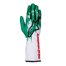The back of the white, green and red Alpinestars Tech-1 K v3 Karting Gloves.