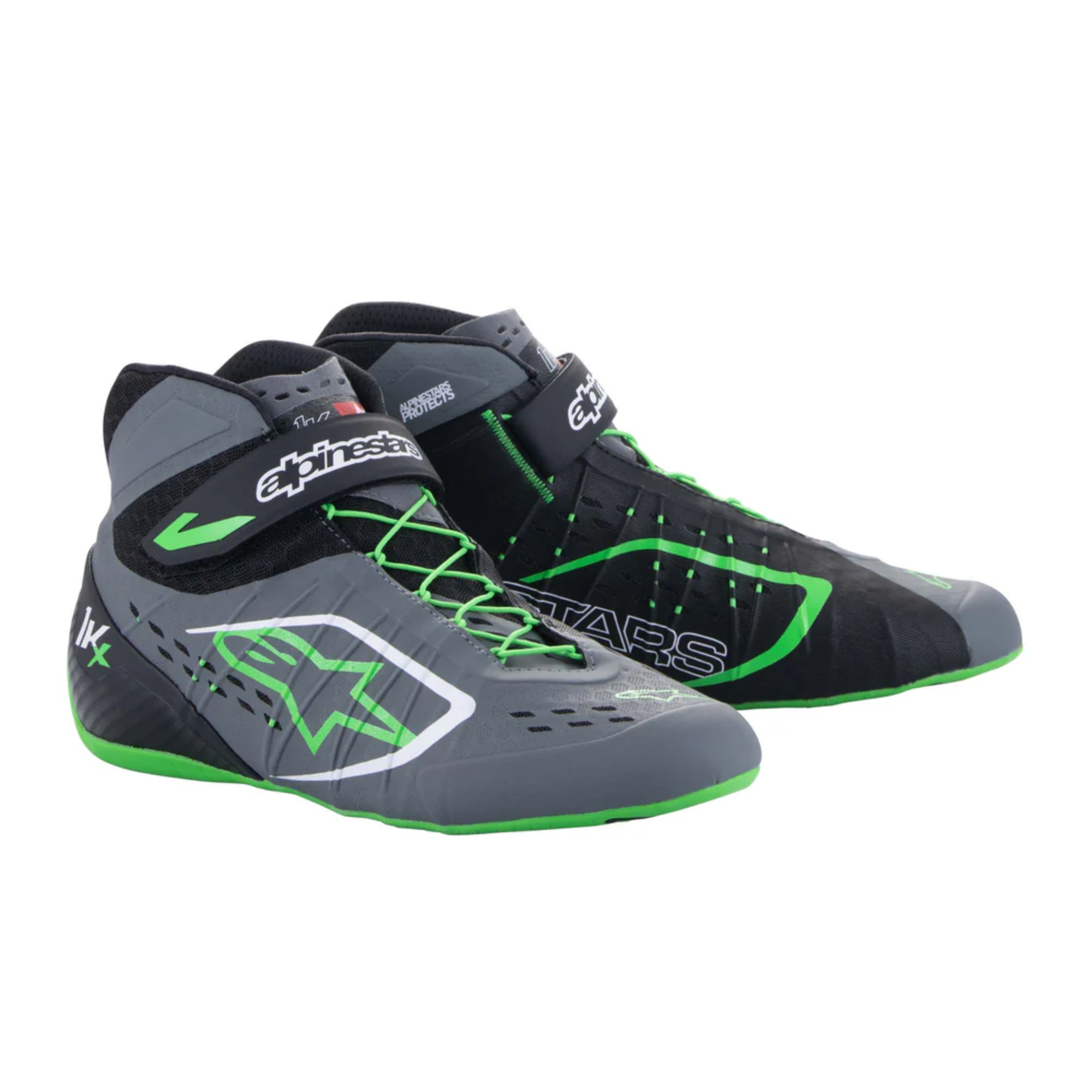 The black, grey, and green Alpinestars Tech 1-KX v2 Karting Shoes from Alpinestars.