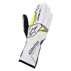 The white and yellow Alpinestars Tech-1 KX v3 Karting Gloves.