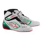 The white, green, and red Alpinestars Tech 1-KX v3 Karting Shoes.