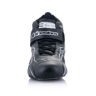 The front of the black and silver Alpinestars Tech-1 T v3 Racing Shoes - SFI 3.3.