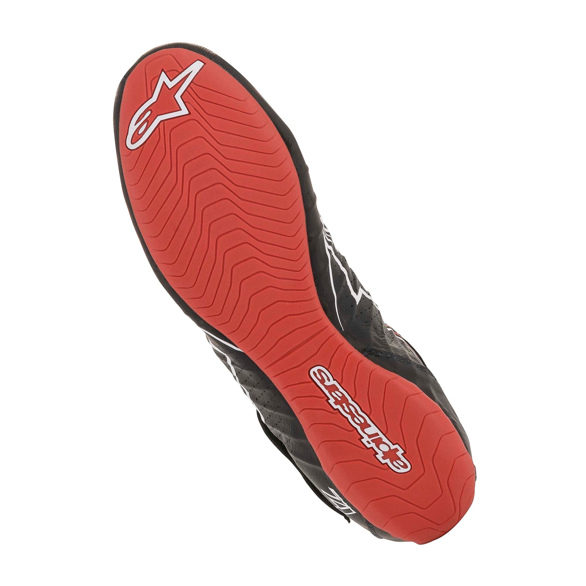 The black, white and red Alpinestars Tech-1 Z v2 Racing Shoes sole.