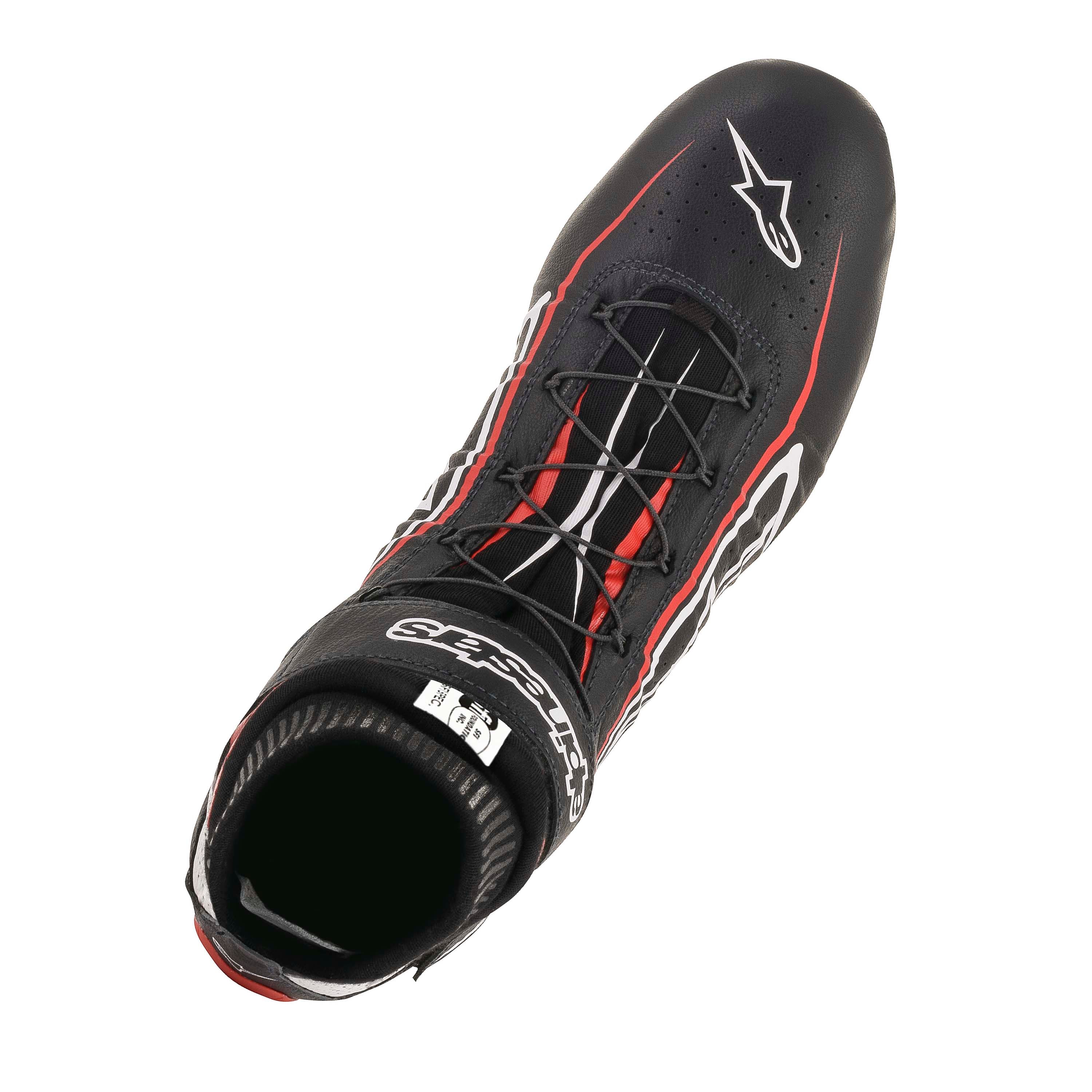 The black, white and red Alpinestars Tech-1 Z v2 Racing Shoes from the top.
