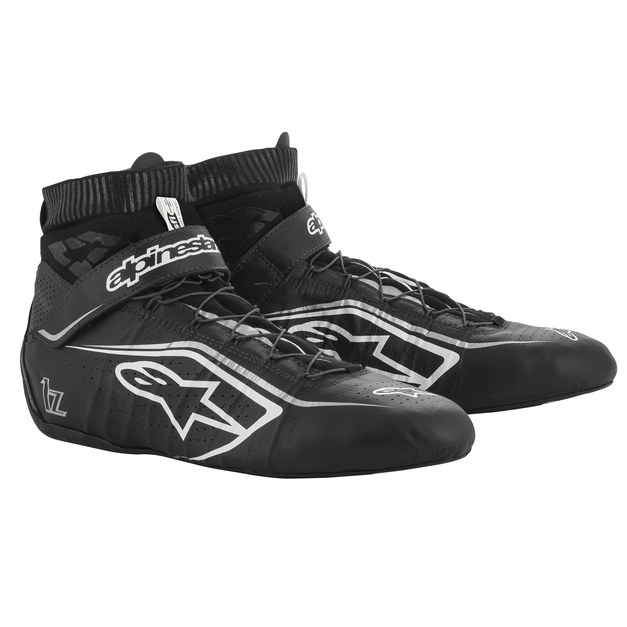 The black, white and silver Alpinestars Tech-1 Z v2 Racing Shoes.