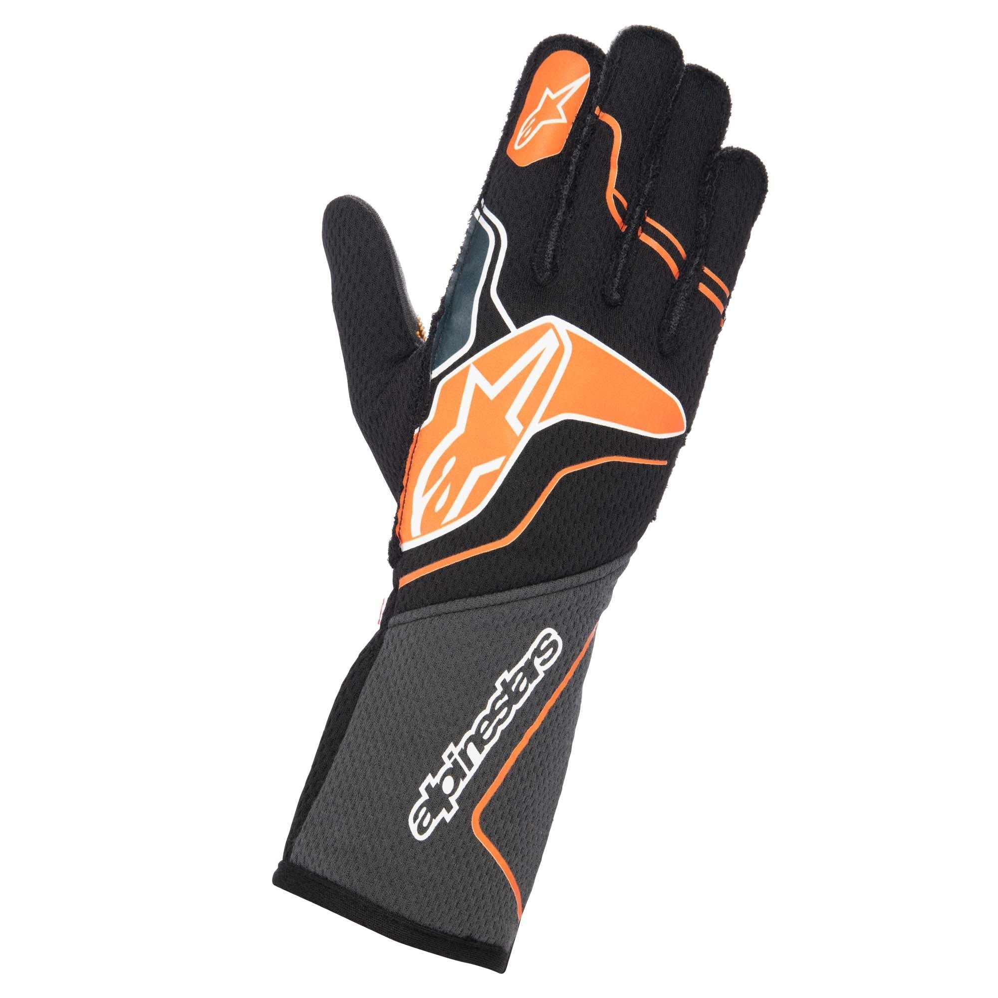 The black and orange Alpinestars Tech-1 ZX v3 Racing Gloves.
