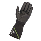 The palm of the black and green Alpinestars Tempest v2 WP Karting Gloves.