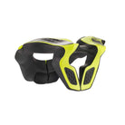 The black and yellow Alpinestars Youth Neck Support from the back.
