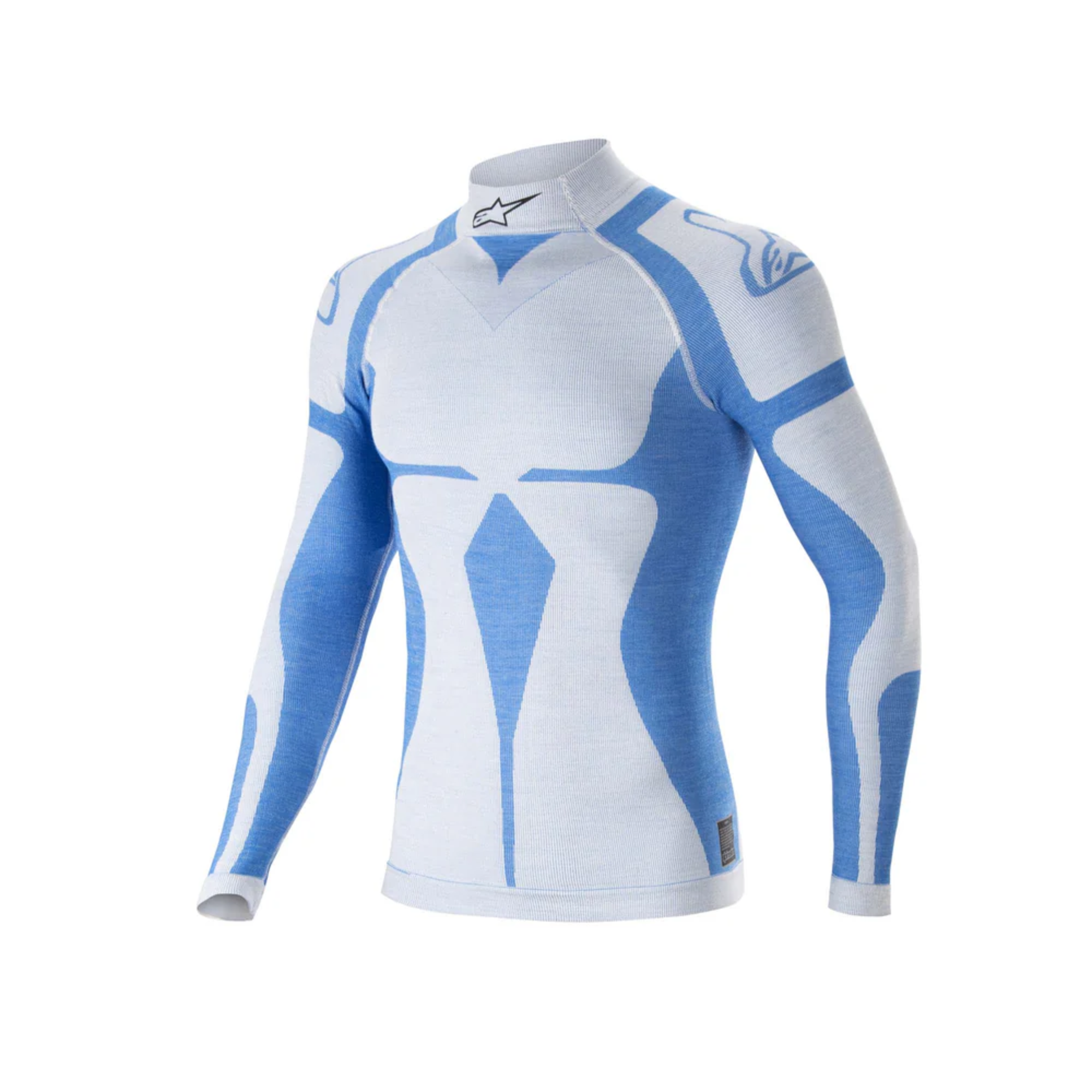 The white and blue Alpinestars ZX Evo v2 Racing Undershirt.
