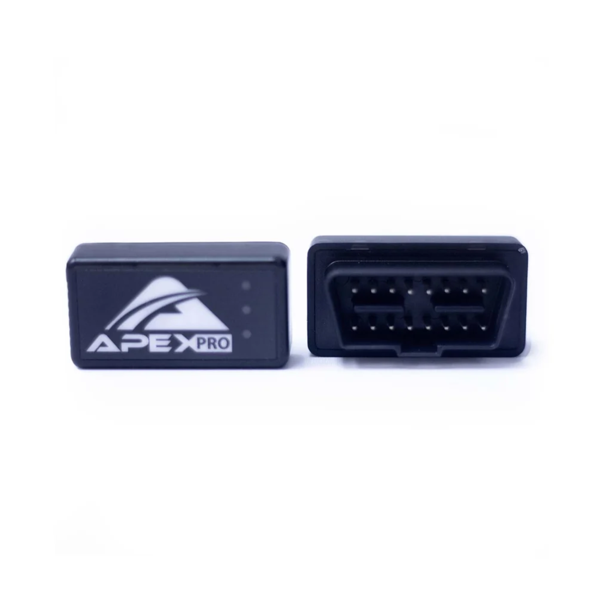 The front and back of the APEX Pro OBD II Interface.