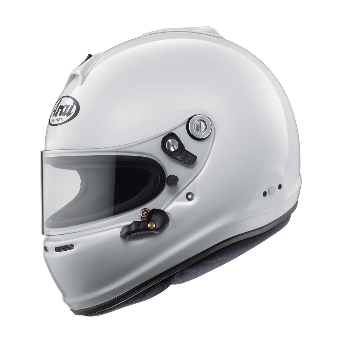 The white SA2020 & FIA8859 homologated Arai GP-6S Racing Helmet.
