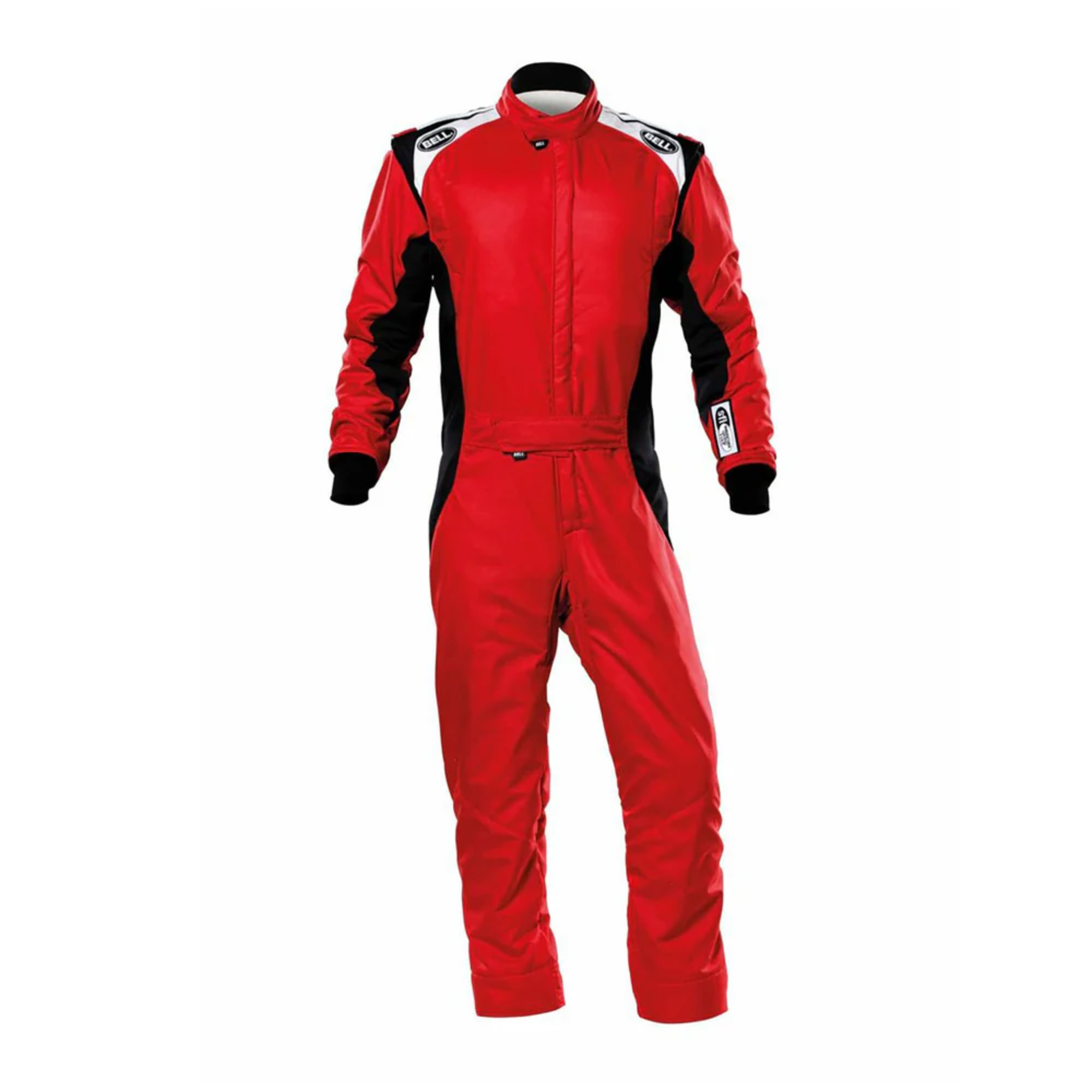 The front of the red and black Bell ADV-TX Racing Suit from Bell.