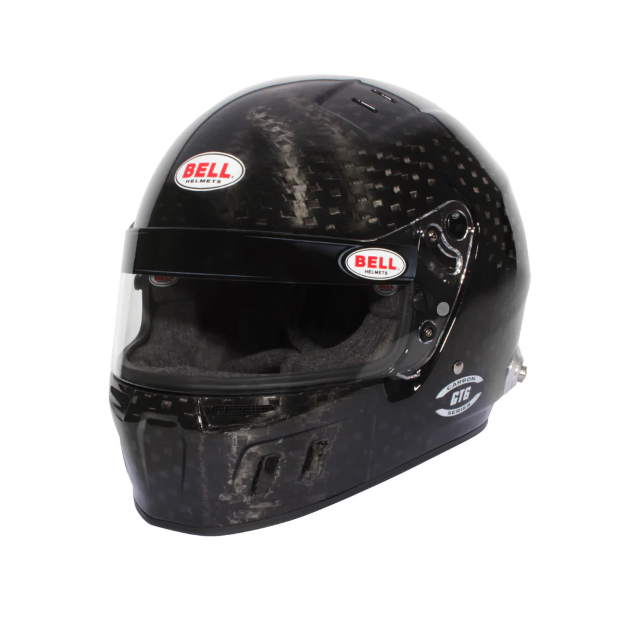 The black (carbon fiber) Bell GT6 Carbon 4C/EC Racing Helmet.