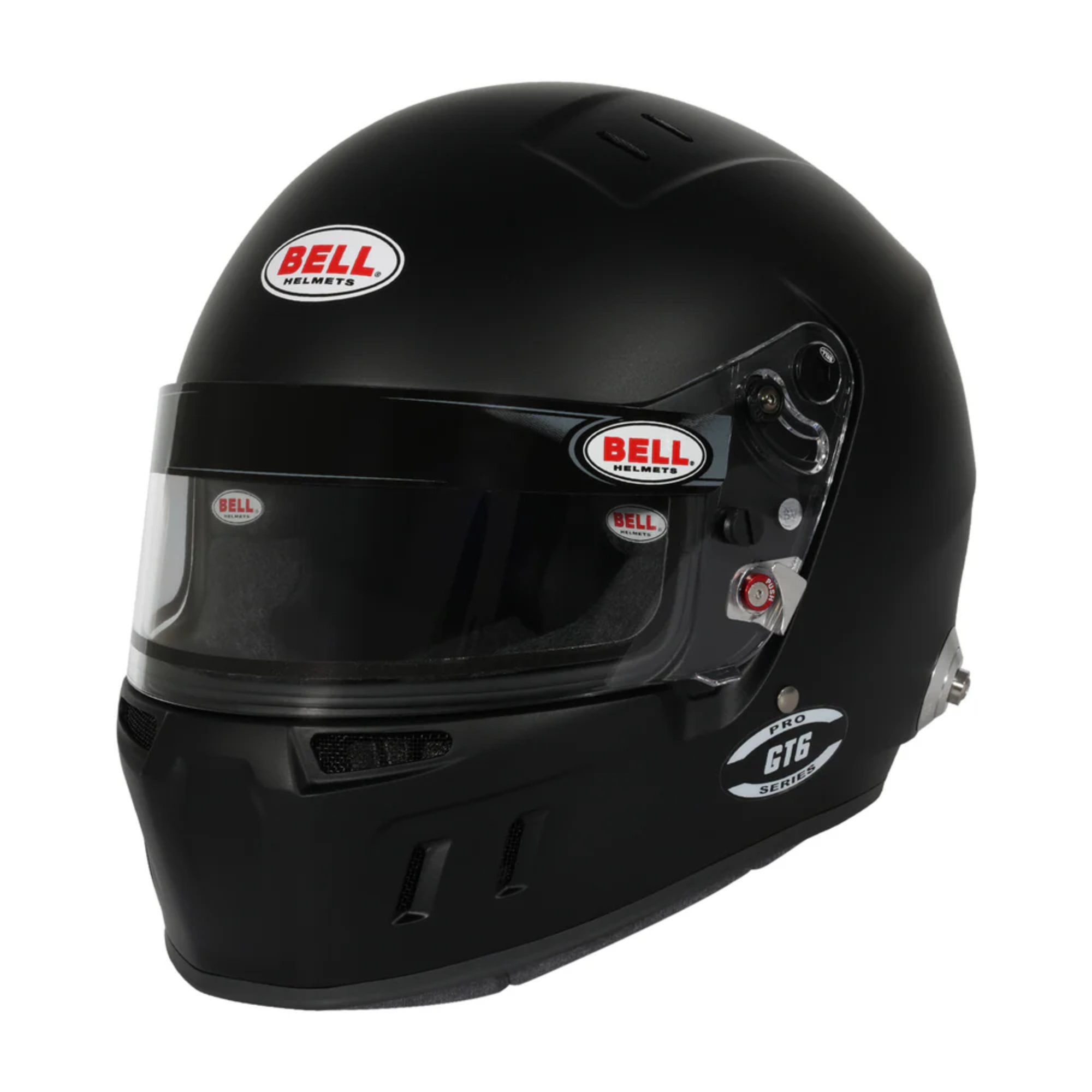 The SA2025 and FIA8859 certified black Bell GT6 Pro Racing Helmet.