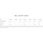 The Bell helmet sizing chart (size guide). all-groups