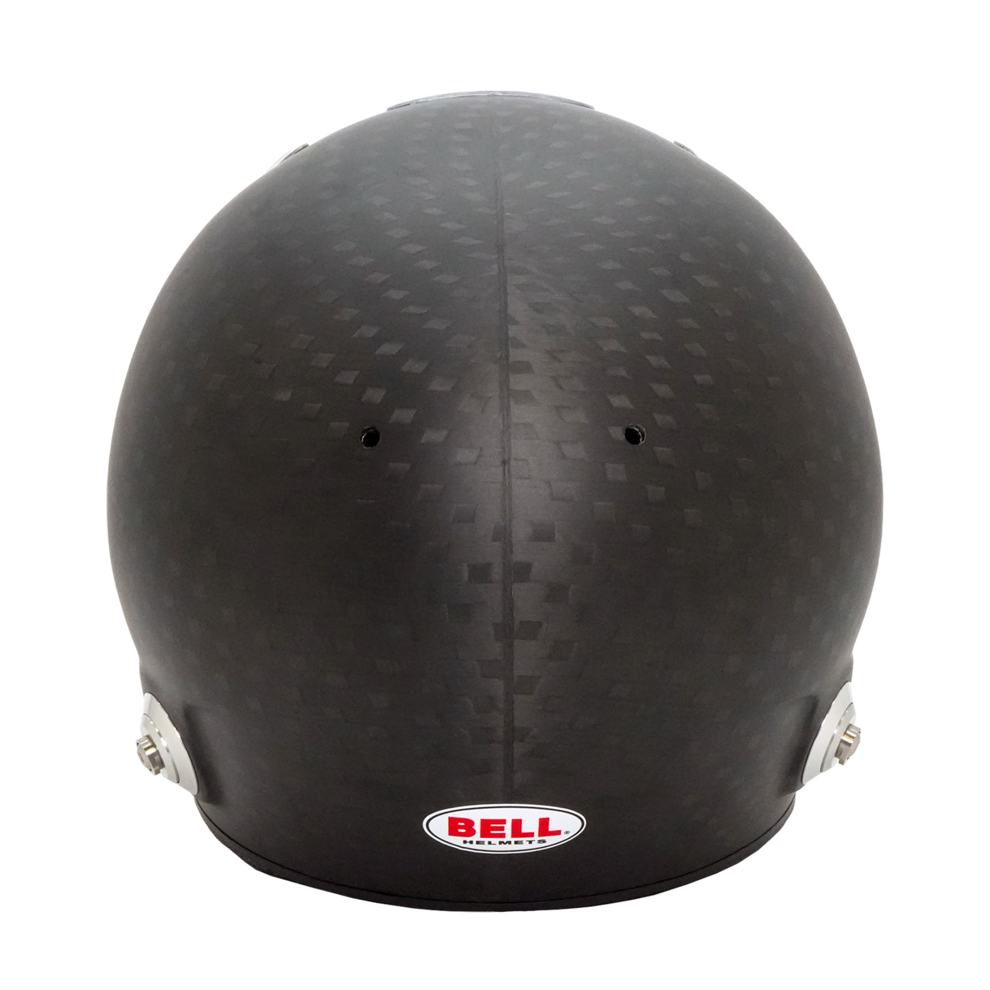 The back of the FIA 8860-2010 Bell HP7 Evo III Carbon Duckbill Racing Helmet.