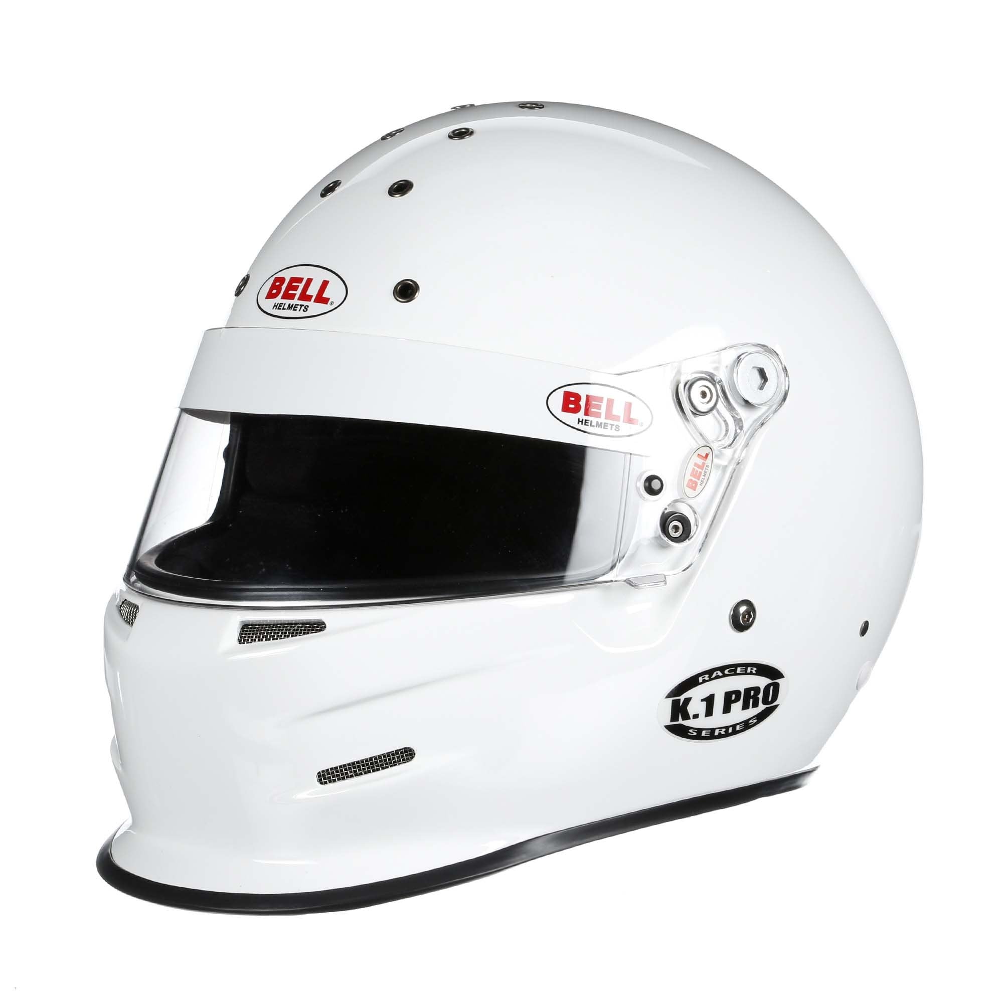 The Snell SA2020 certified white Bell K.1 Pro Racing Helmet.