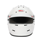 The white Bell K1 Sport Racing Helmet which is Snell SA2025 certified from the front.