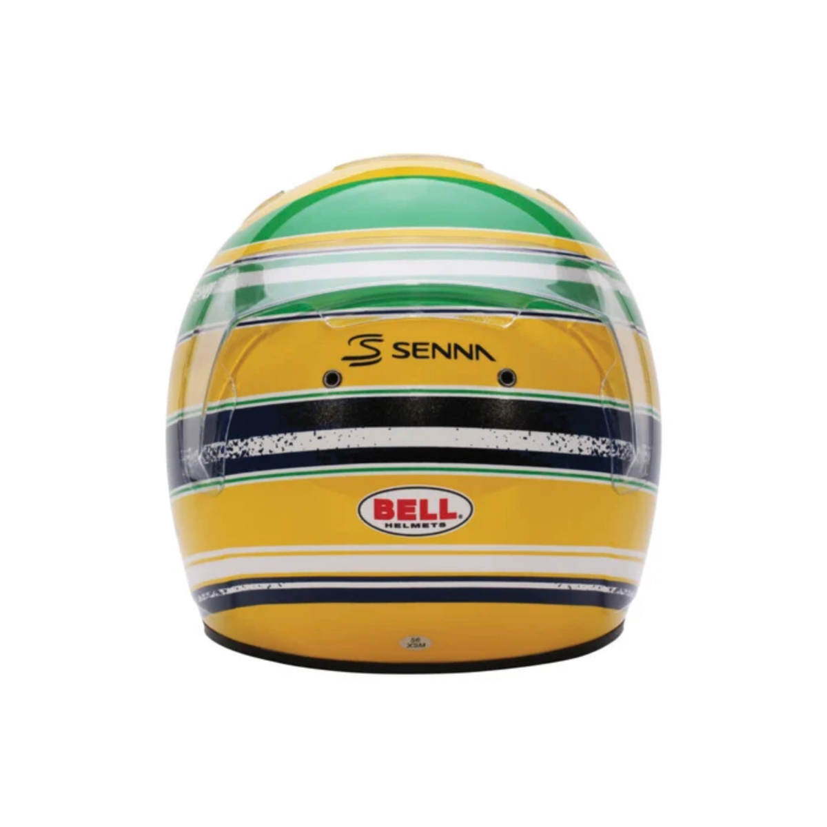 The back of the Bell KC7 CMR Ayrton Senna Karting Helmet.