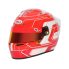 The red and white Bell KC7 CMR Charles Leclerc Karting Helmet from Bell, designed by Ferrari F1 star Charles Leclerc.