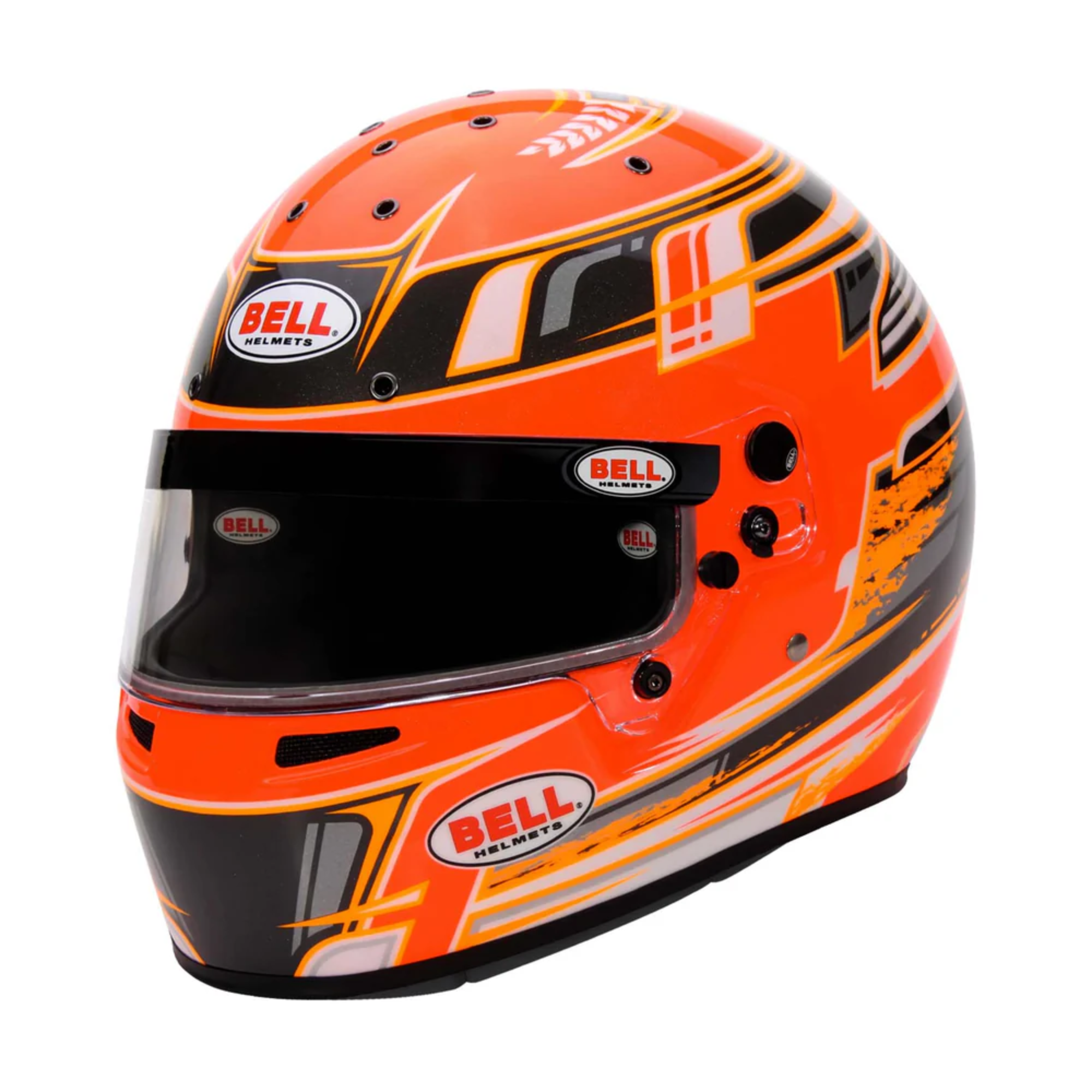 The anthracite and orange Bell KC7-CMR Pro Champion Karting Helmet.