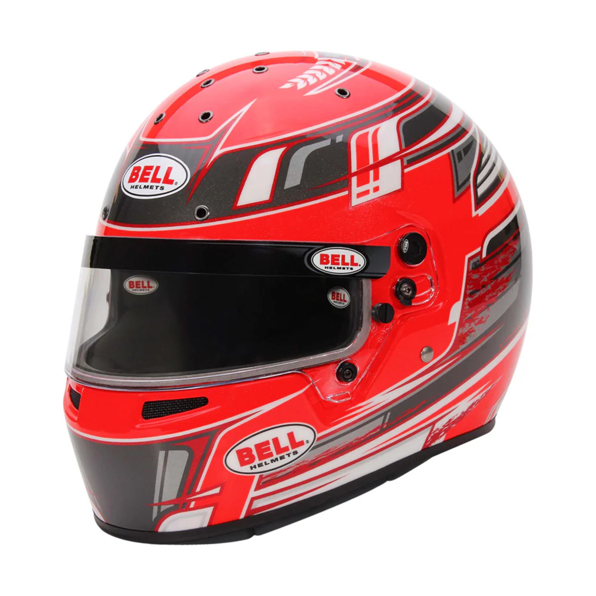 The anthracite and red Bell KC7-CMR Pro Champion Karting Helmet.