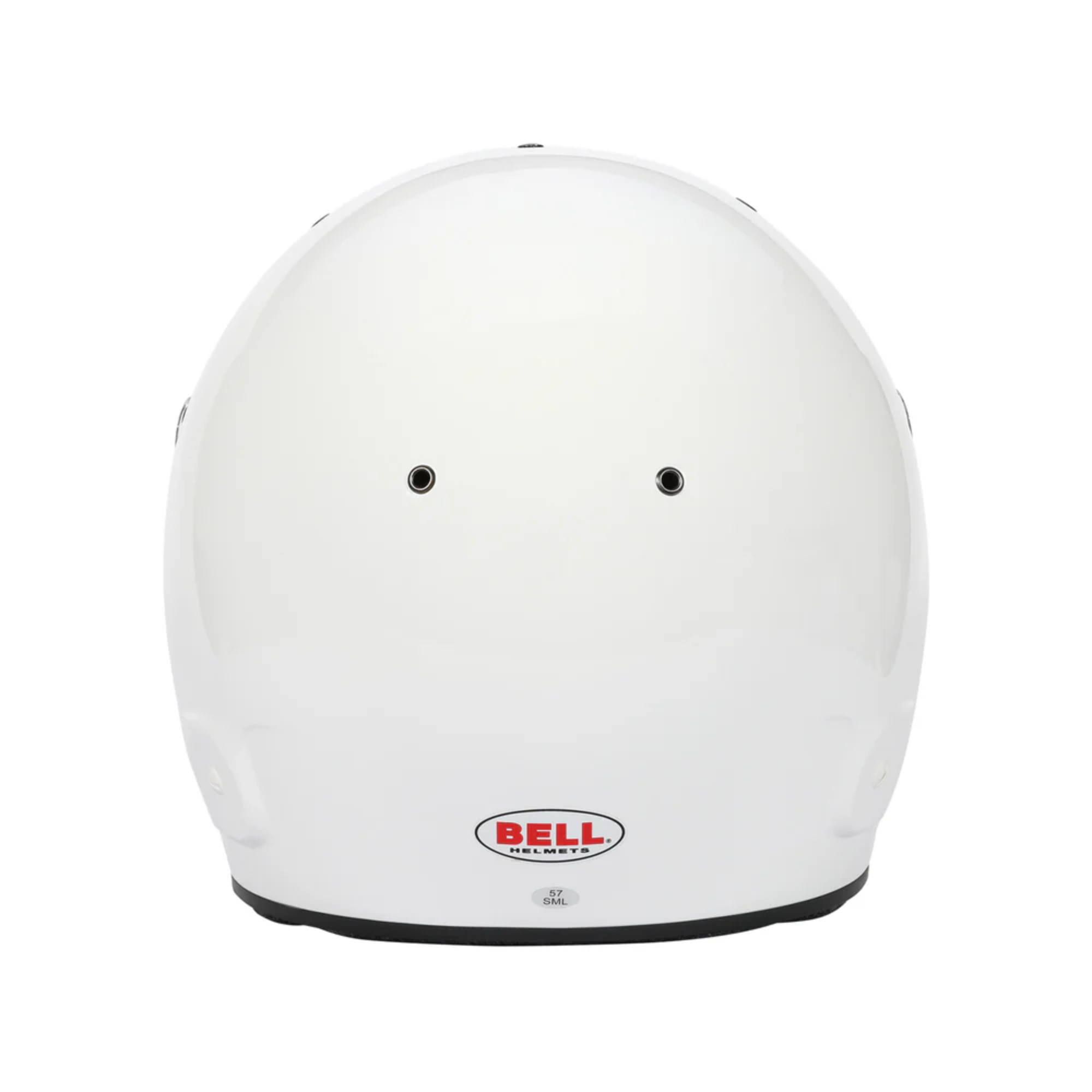 The back of the SA2025 certified white Bell M8 Sport Racing Helmet.