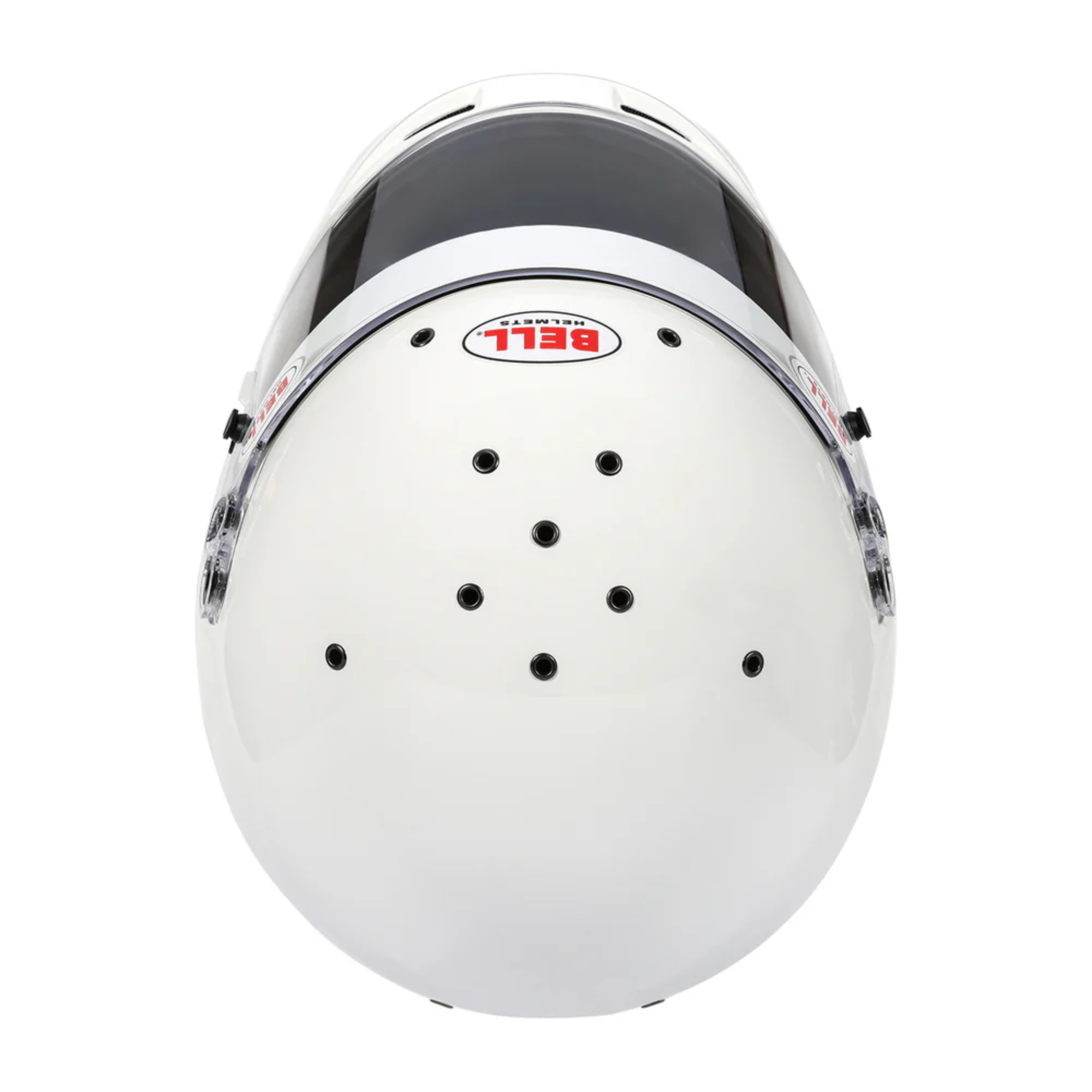 The top of the SA2025 certified white Bell M8 Sport Racing Helmet.