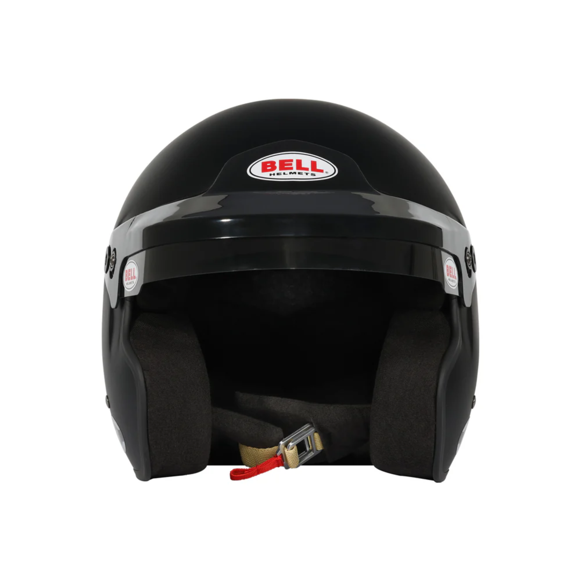 The front of the black Bell Mag Open Face Racing Helmet - SA2025.