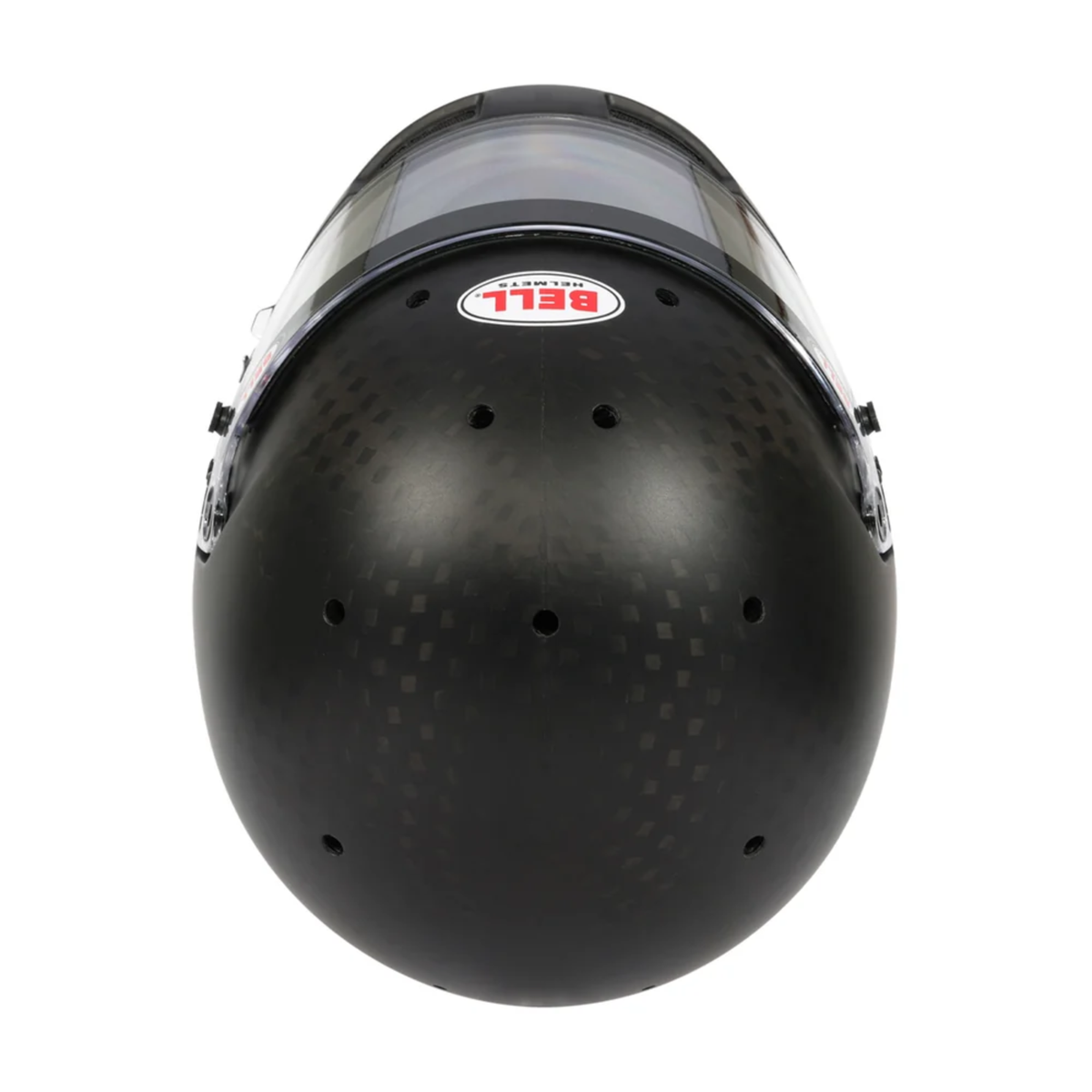 The top of the SA2025 & FIA8859 homologated Bell RS7 Lite Ultra Carbon Racing Helmet.