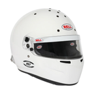 The white Bell RS7 Pro Racing Helmet - SA2025 / FIA8859 at an angle.