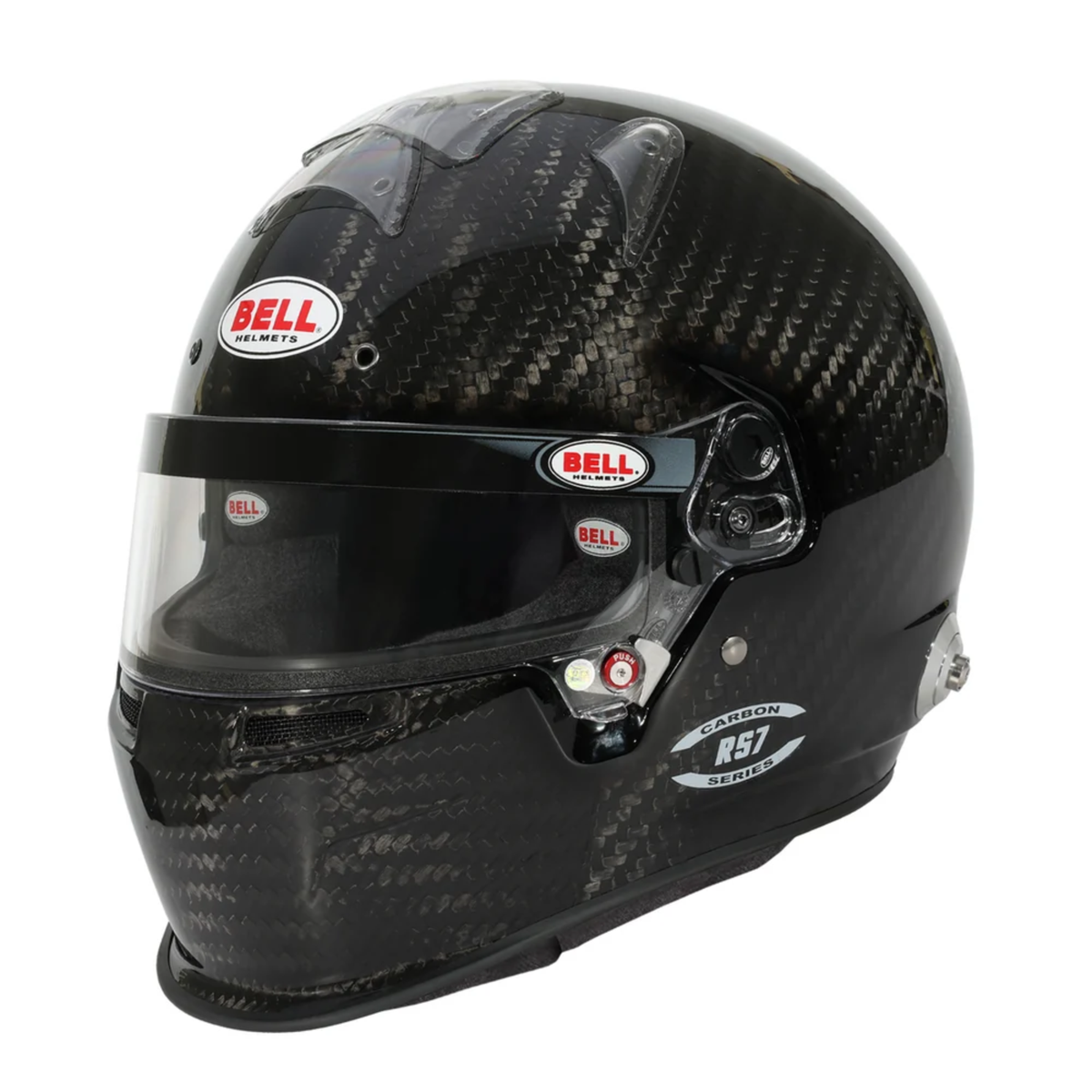 The SA2025 / FIA8859 homologated Bell RS7 Ultra Carbon Duckbill Racing Helmet.