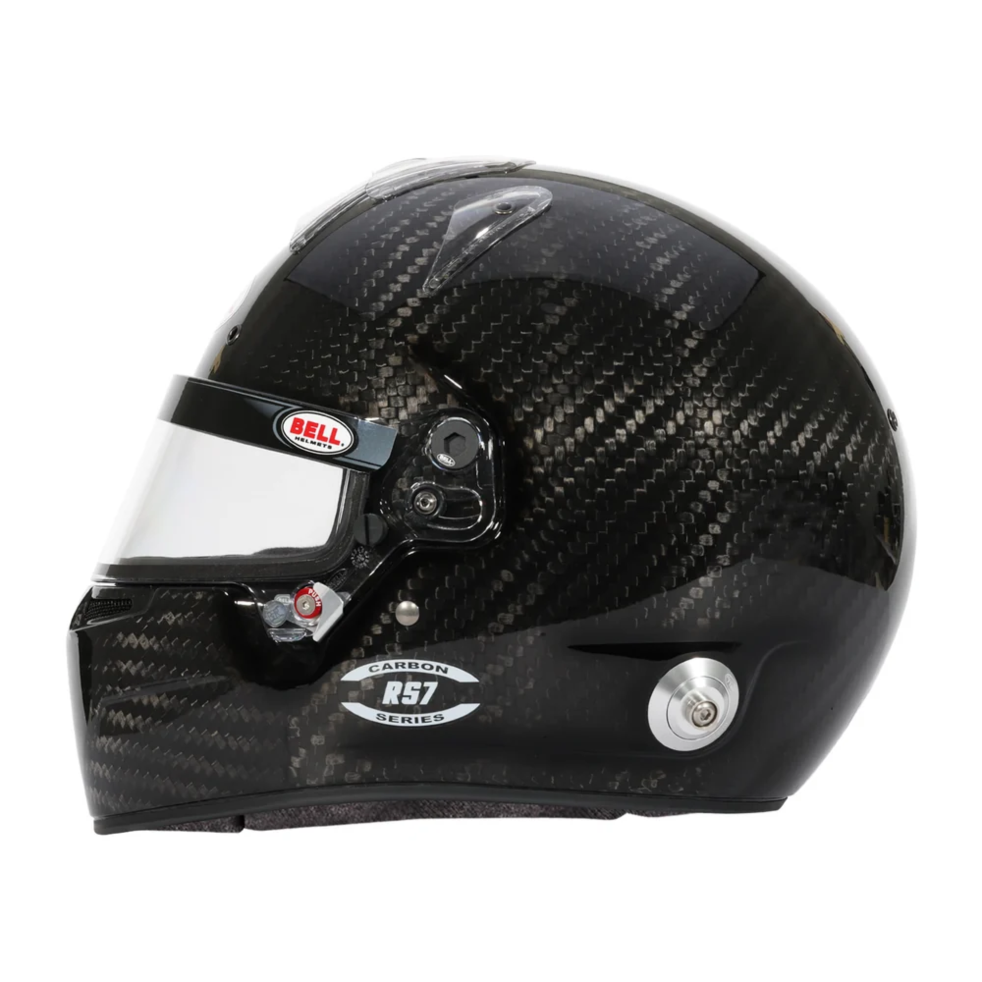 The side of the Bell RS7 Ultra Carbon Racing Helmet.