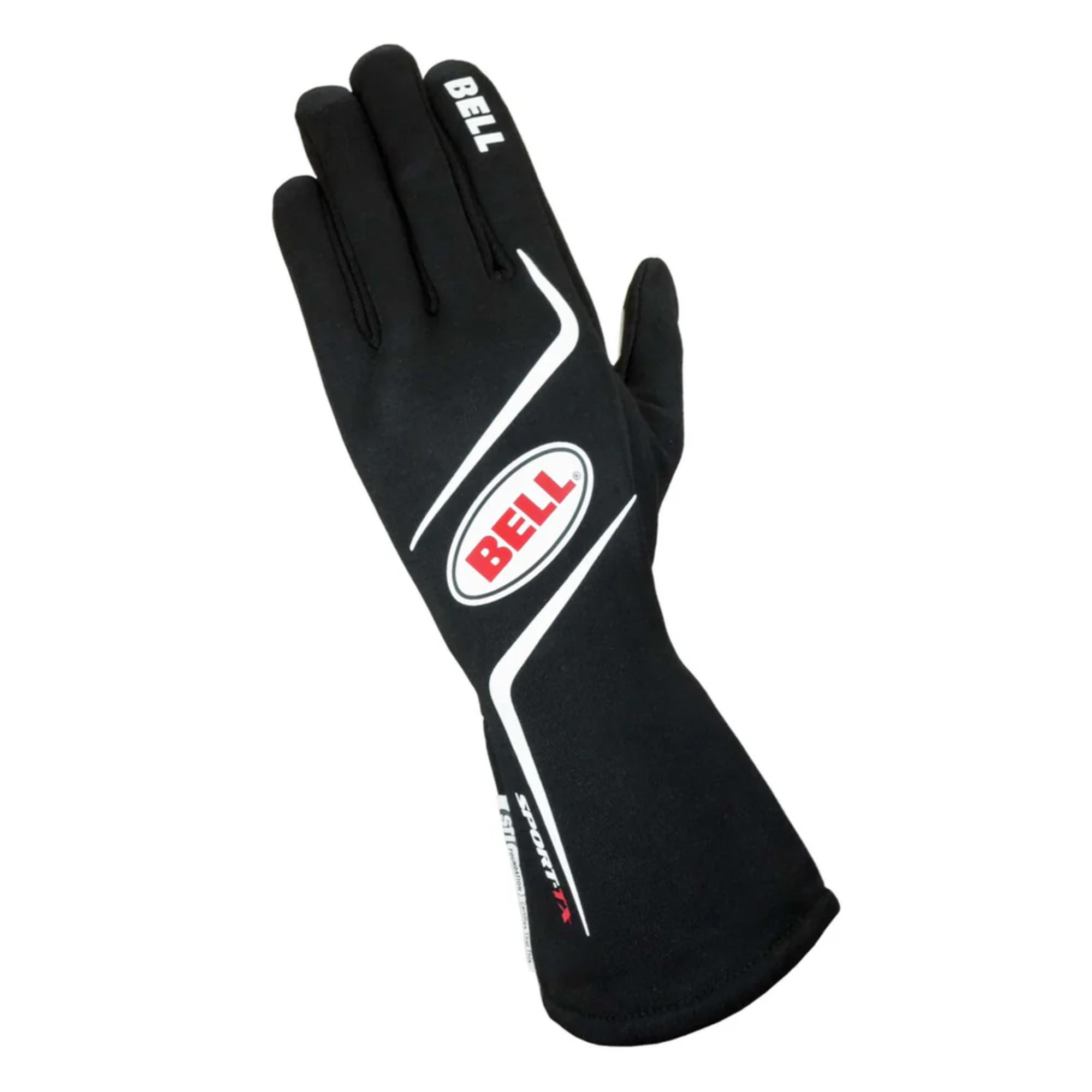 A single black Bell Sport-TX Racing Gloves from Bell showing the back.