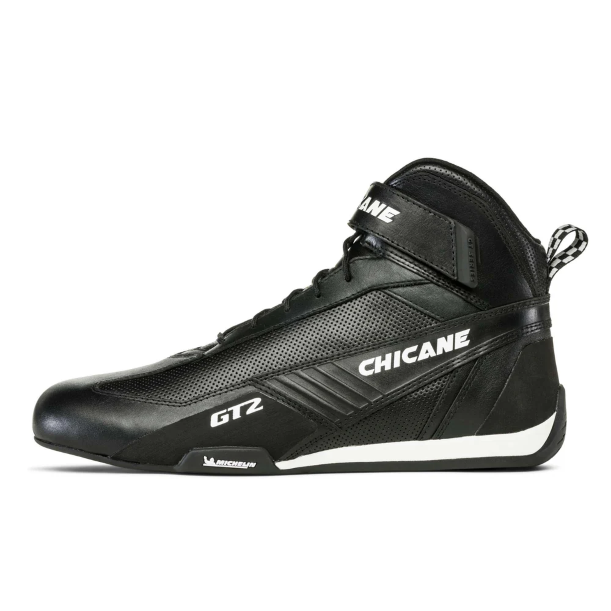 The side of the black Chicane GT2 Racing Shoes - SFI 3.3.