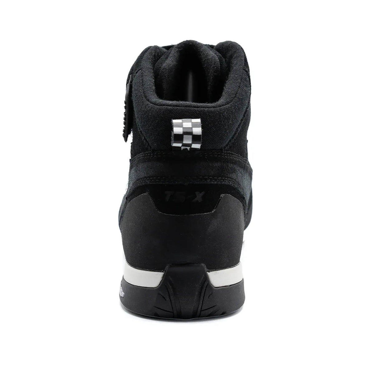 The back heel of the black SFI 3.3 rated Chicane TS-X Pit Crew Shoes.