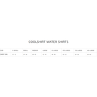 The size chart for Coolshirt Water Shirts.