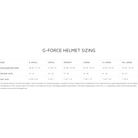 The helmet sizing guide for G-Force helmets. all-groups