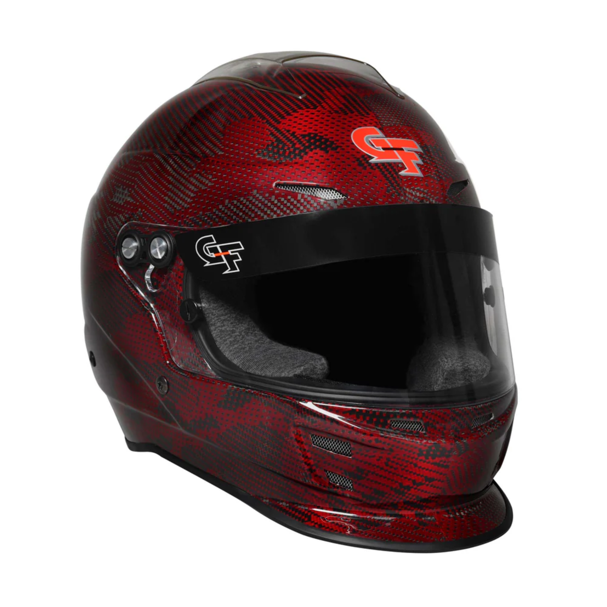 The red camouflage G-Force Nova Carbon Fusion Racing Helmet - SA2020 from G-Force.