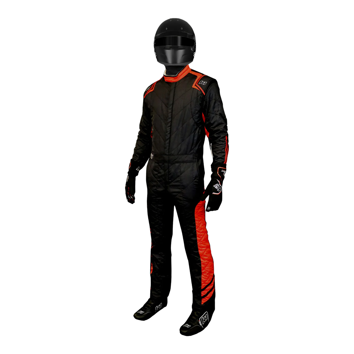 The front of the red SFI 3.4/5 homologated K1 RaceGear Aero SFI Racing Suit.
