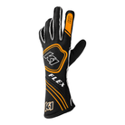 The back of the black and flo orange SFI 3.3/5 homologated K1 RaceGear Flex Nomex Racing Gloves.