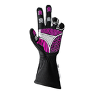 The palm of the black and flo pink SFI 3.3/5 homologated K1 RaceGear Flex Nomex Racing Gloves.