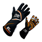 The black and flo orange K1 RaceGear Flight Nomex Racing Gloves.