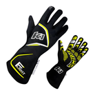 The black and flo yellow K1 RaceGear Flight Nomex Racing Gloves.