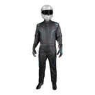 The front of the black and flo blu SFI 3.2A/5 homologated K1 RaceGear GT-2 SFI Racing Suit.